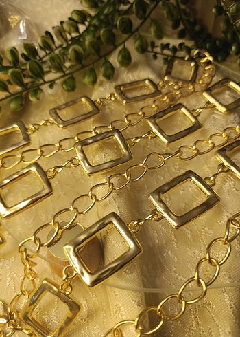 Altın ve gümüş Renkli Zincir Detaylı Kadın bel Zinciri Kemeri  - Görsel 4