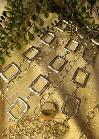 Altın ve gümüş Renkli Zincir Detaylı Kadın bel Zinciri Kemeri  - Görsel 3