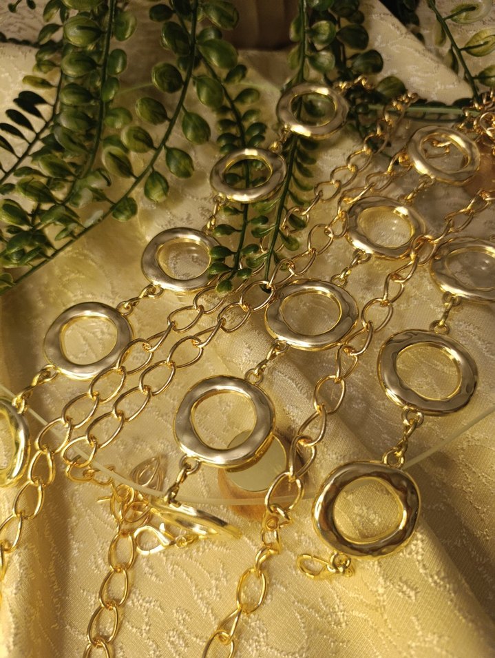 Altın ve gümüş Renkli Zincir Detaylı Kadın bel Zinciri Kemeri  - Görsel 5