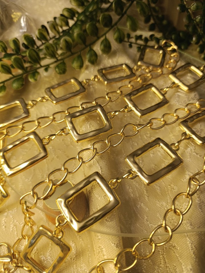 Altın ve gümüş Renkli Zincir Detaylı Kadın bel Zinciri Kemeri  - Görsel 4