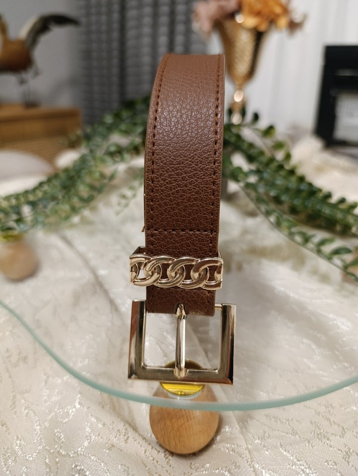 5 farklı renk Deri Zincir Detaylı Kadın Kemer - Görsel 2