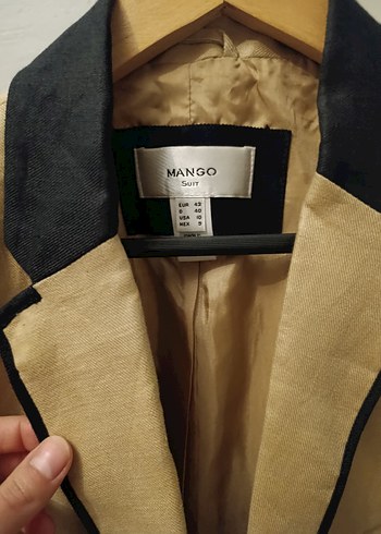 Bej Keten Düğmeli Kadın Blazer - Görsel 2