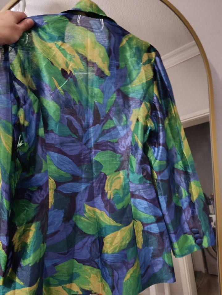 Kadın Çok Renkli Uzun Kollu İpek vintage Gömlek ceket - Görsel 3