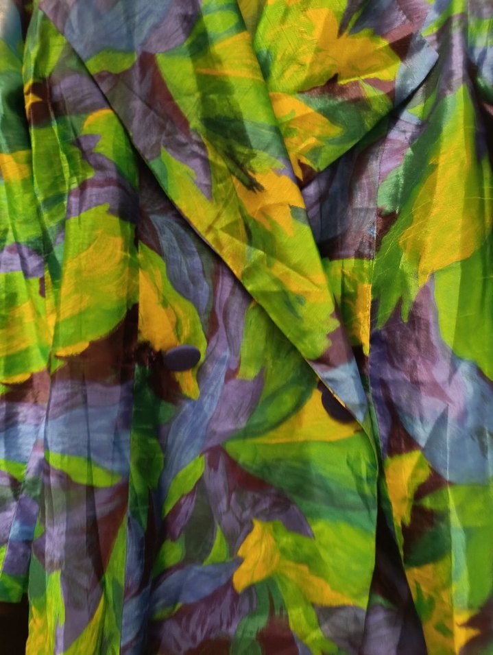 Kadın Çok Renkli Uzun Kollu İpek vintage Gömlek ceket - Görsel 2