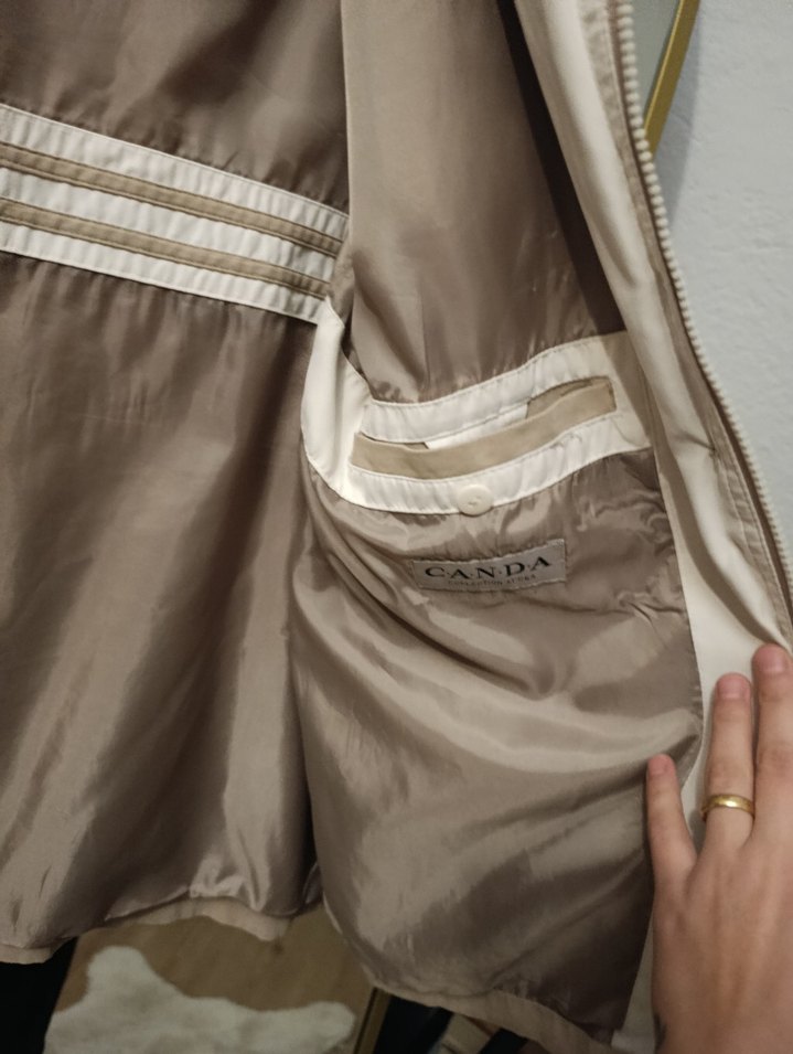 Bej Midi Kadın Ceket Düğmeli ve Rahat - Görsel 3