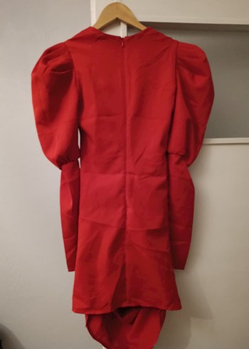 Kırmızı Drapeli Midi Kadın Abiye Elbise - Görsel 3