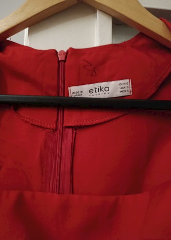 Kırmızı Drapeli Midi Kadın Abiye Elbise - Görsel 2