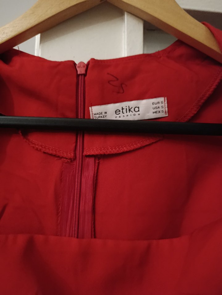 Kırmızı Drapeli Midi Kadın Abiye Elbise - Görsel 2