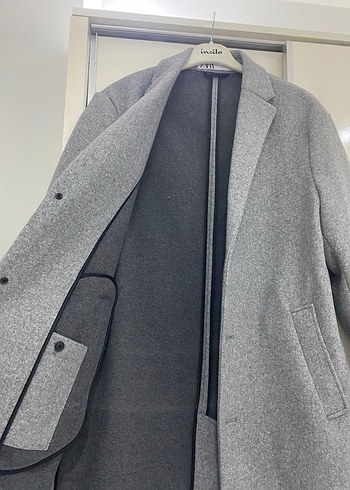 Gri Düğmeli Erkek Yün Kaban - Görsel 2