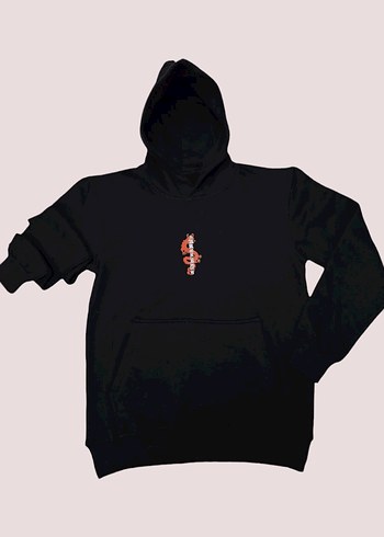 Uzak Doğu Etnik Siyah Kapüşonlu Sweatshirt - Görsel 3