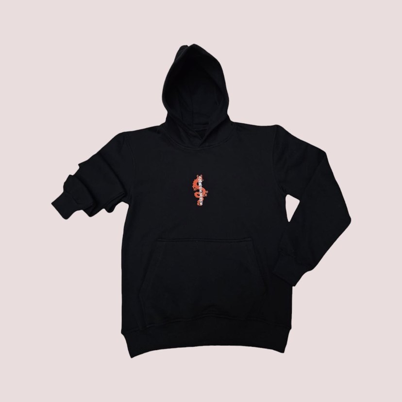 Uzak Doğu Etnik Siyah Kapüşonlu Sweatshirt - Görsel 3