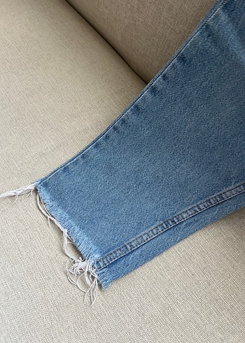 36 Beden Kadın Mavi Loose Fit Midi Denim Jean