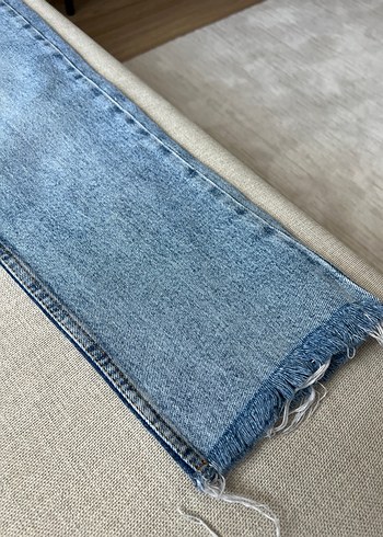 36 Beden Mavi Loose Fit Midi Kadın Kot Pantolon