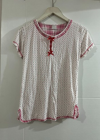 Düğmeli Kısa Kollu Pamuklu Kadın Pijama Üstü