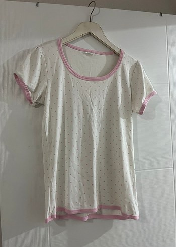 Beyaz Kadın Pamuklu Pijama Üstü