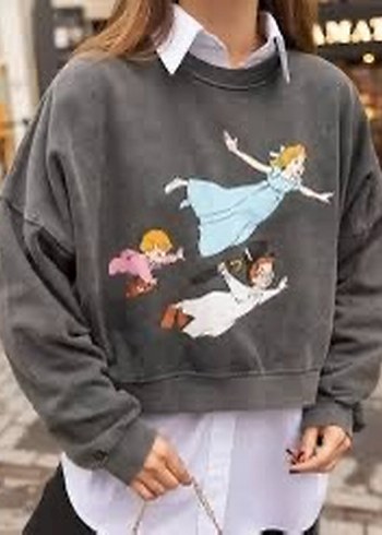 Kadın Gri Baskılı Oversize Sweatshirt