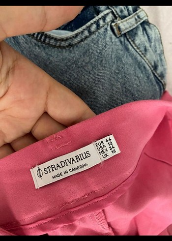 Diğer Pembe ve kot Kadın Denim Pantolon