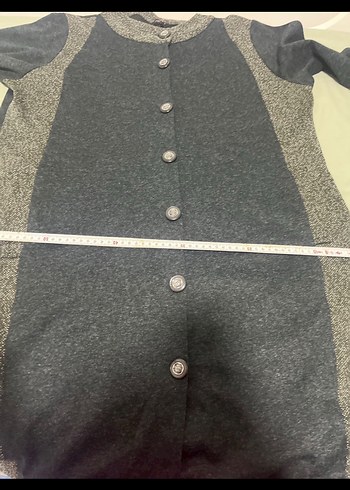 Düğmeli haki  Uzun Kadın Hırka - Görsel 5