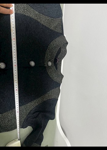 Düğmeli haki  Uzun Kadın Hırka - Görsel 4