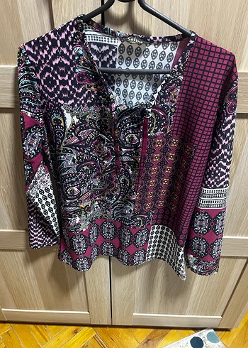 Bohem Desenli Uzun Kollu Kadın Bluz - Görsel 2