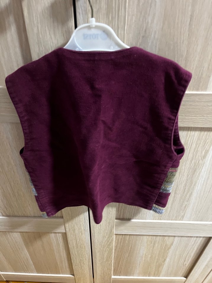 Bordo  Çocuk Düğmeli Yelek - Görsel 2