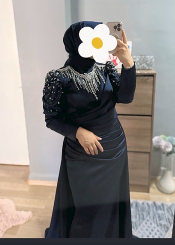 44 Beden siyah Renk Lacivert tesettür Abiye Elbise