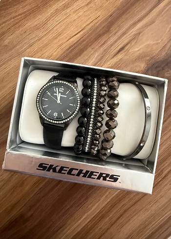 Siyah Skechers Kadın Saat Seti
