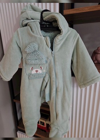Soft Yeşil Kürklü Bebek Tulum