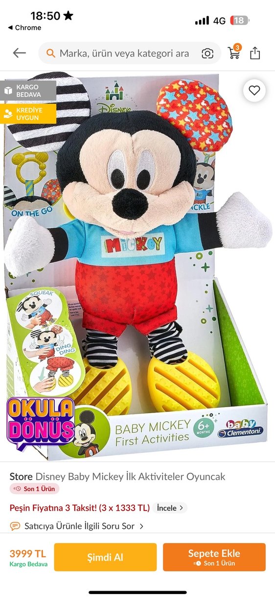 Renkli Mickey Mouse Peluş Oyuncak - Görsel 2