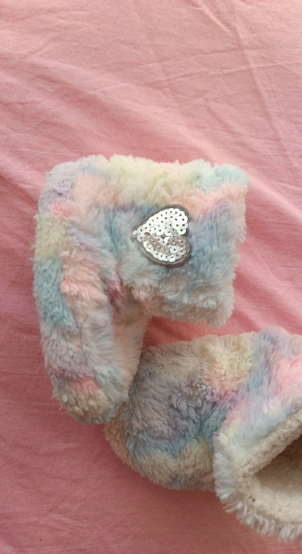 Kızlar için Çok Renkli Bağlama Desenli Sıcak Ev Terliği - Görsel 4