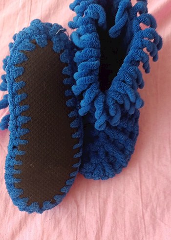 Kızlar için Mavi Örgü Sıcak Ev Terliği - Görsel 3