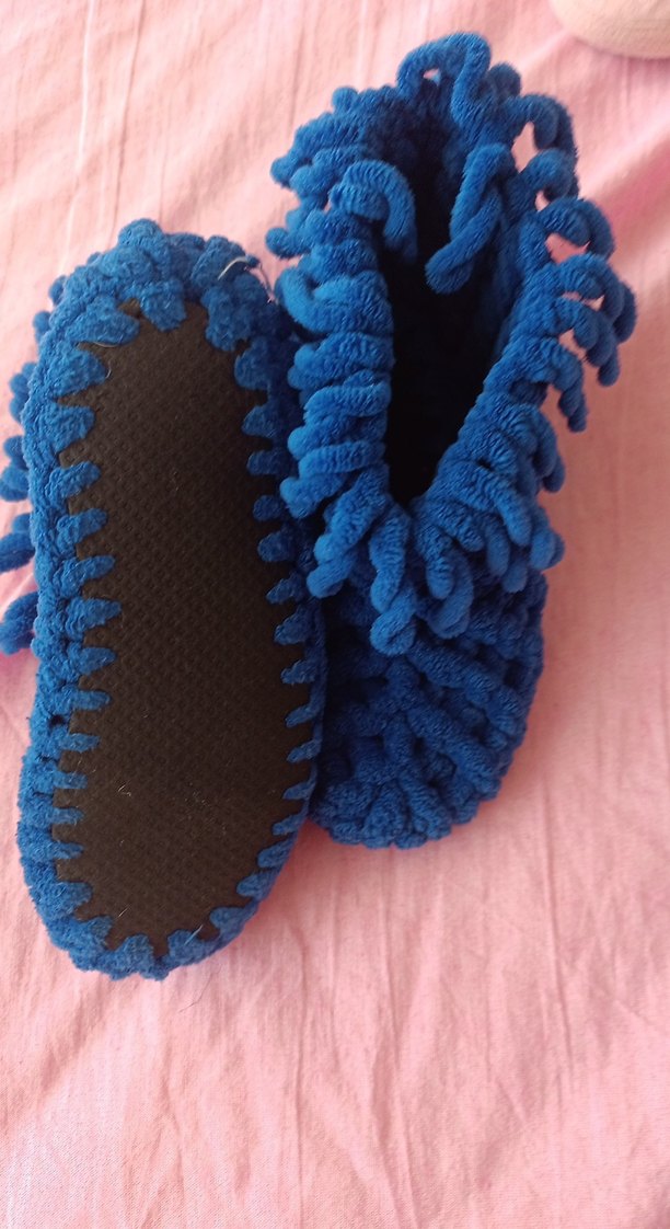 Kızlar için Mavi Örgü Sıcak Ev Terliği - Görsel 3