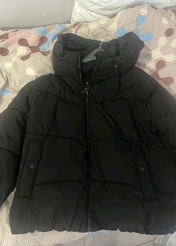 Kadın Siyah Kapüşonlu Fermuarlı Mont - Görsel 2