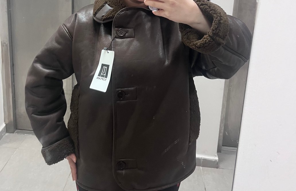 ZARA MUADİL Kahverengi Düğmeli Deri Kadın Ceket - Görsel 3