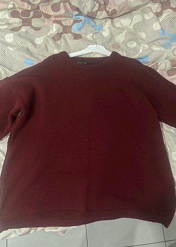 Bordo Bisiklet Yaka Kadın Triko Kazak - Görsel 3