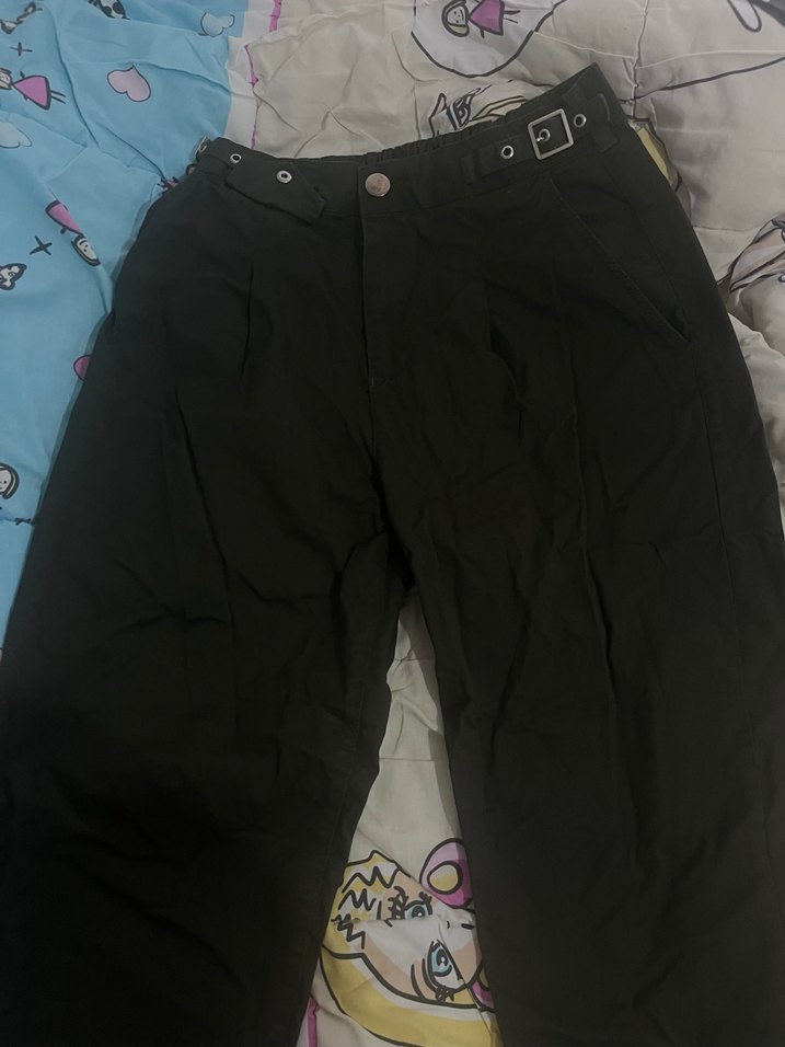 Kadın Yeşil Kemerli Midi Kumaş Pantolon - Görsel 3