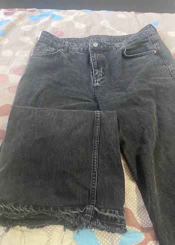 Düğmeli Siyah Midi Denim Kadın Jean - Görsel 3