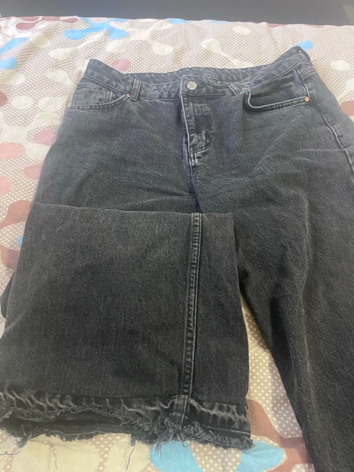 Düğmeli Siyah Midi Denim Kadın Jean - Görsel 3