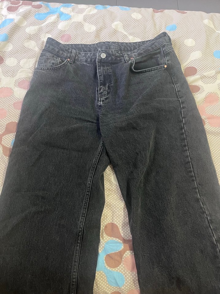 Düğmeli Siyah Midi Denim Kadın Jean - Görsel 2