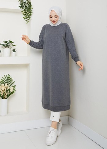 bisiklet yaka diz altı sweatshirt
