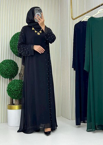 Şifon yandan taş detaylı Elbise