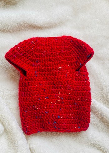 Kırmızı Örgü Kedi Süveteri - Görsel 2
