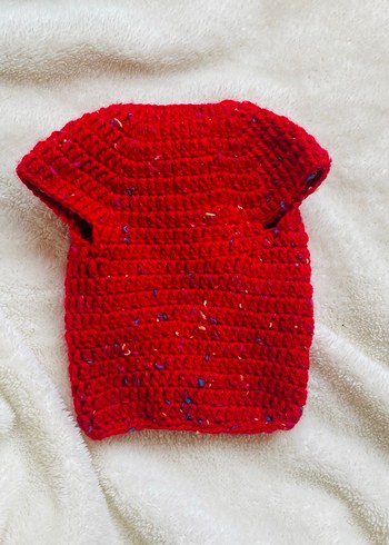 Kırmızı Örgü Kedi Süveteri - Görsel 3