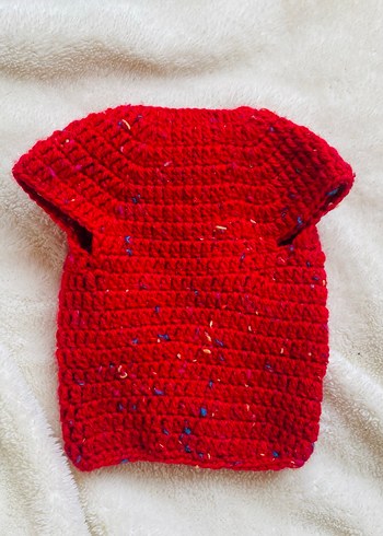 Kırmızı Örgü Kedi Süveteri - Görsel 4