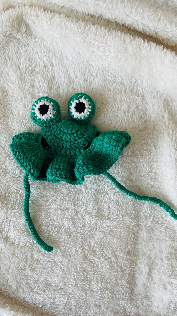 Kurbağa Figürlü Örgü Kedi Şapkası - Görsel 2