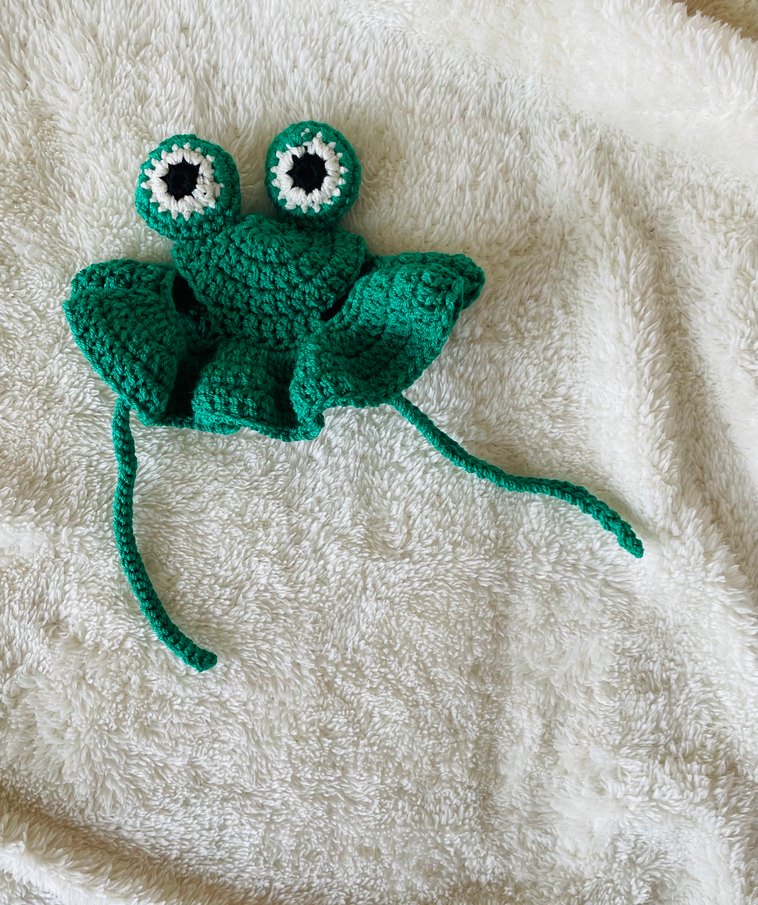 Kurbağa Figürlü Örgü Kedi Şapkası - Görsel 4