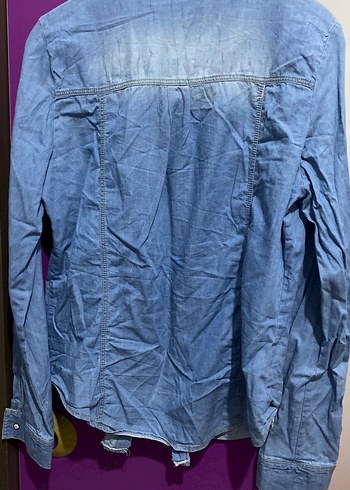40 Beden mavi Renk Mavi Denim Düğmeli Kadın Gömlek