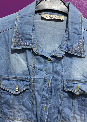 Diğer Mavi Denim Düğmeli Kadın Gömlek