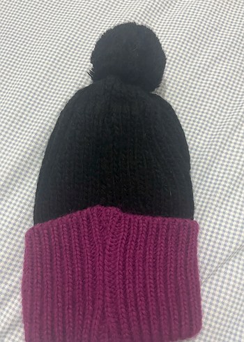 Mor ve Siyah Örgü Kadın Bere - Görsel 3