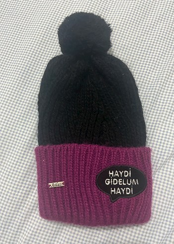 Mor ve Siyah Örgü Kadın Bere - Görsel 2
